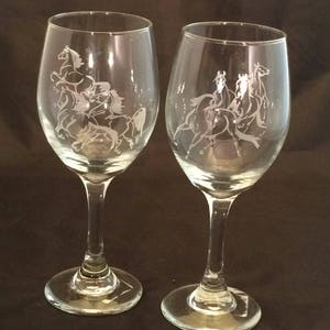 馬のワイングラス！馬好きの刻印入りステムレスワイングラス2個