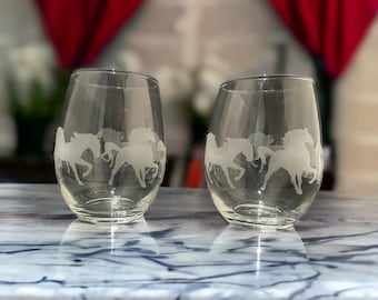 Copas de vino para caballos, copas de vino sin tallo, copas de pinta, caballos y vino, regalo para mamás de caballos.