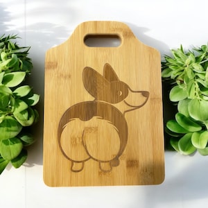 Corgi butt design engraved bamboo Cutting Board! FREE SHIPPING!!! Two sizes available! Corgi lovers gift! Fun and unique!