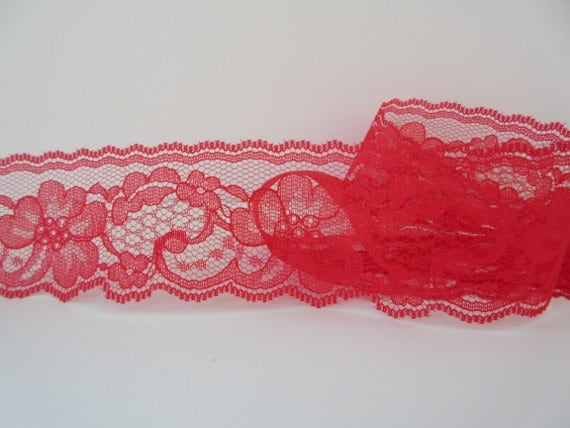 Red Lace Trim Ribbon by the Yard 2 Inch Wide Floral Lace Sewing