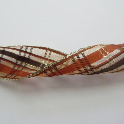 Fall Wired Ribbon 1 1/2 Inch Wide Metallic Ribbon Brown Etsy
