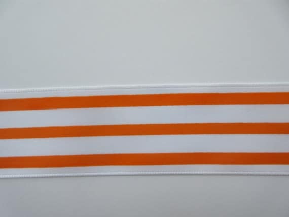 Orange and White Ribbon 1 1/2 Inch Wide Fall Ribbon Autumn Striped