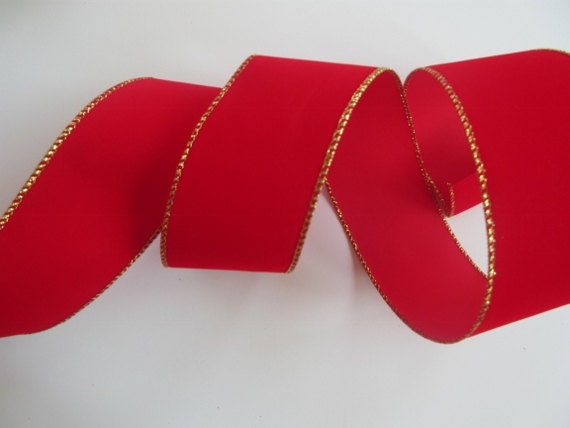 Red Velvet Ribbon Wired 2 1/2 Inch Wide Gold Edges Christmas Ribbon Holiday  Ribbon Wreath Gift Basket Center Piece Home Decor Ribbon LC3 