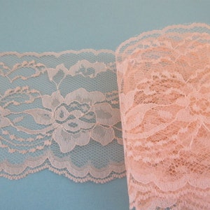 Peach Lace Trim Ribbon 4 inch wide DIY Wedding Lace Invitations Floral Lace Sewing Bridal Gift Wrap Gift Basket Wreath wl078 image 5