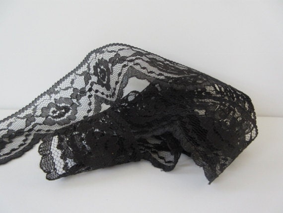 Black Lace Trim Ribbon 2 Inch Wide Iridescent Lace - Etsy