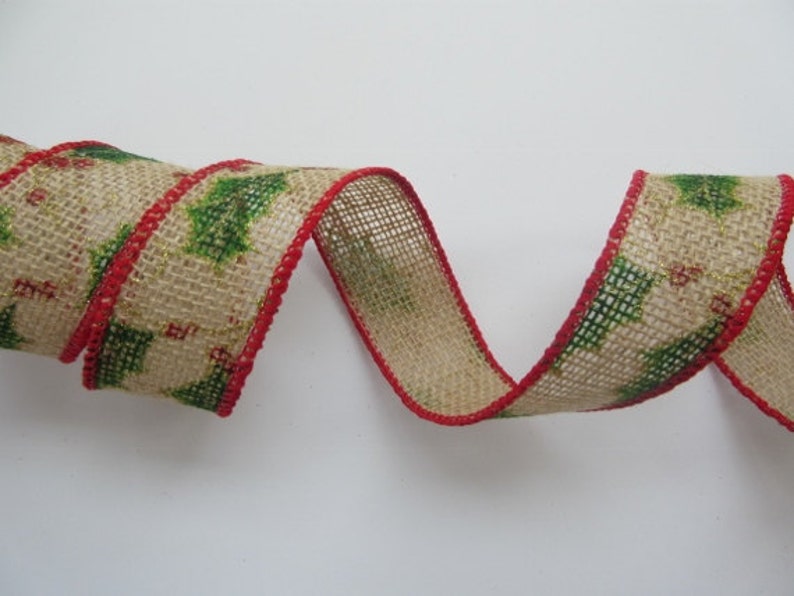 Burlap Christmas Ribbon Wired 1 1 2 Inch Wide Natural Etsy