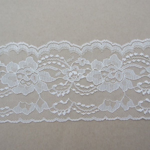 Ivory Lace Trim Ribbon  4" inch wide DIY Wedding  Lace Floral Flower Design Sewing Lace Bridal Gift Wrap Gift Basket Home Decor Wreath WL077