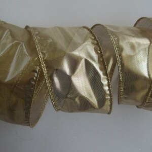 Gold Metallic Ribbon Holiday Wired Ribbon 2 1/2