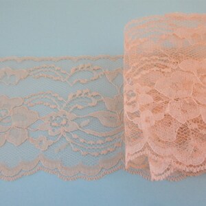 Peach Lace Trim Ribbon 4 inch wide DIY Wedding Lace Invitations Floral Lace Sewing Bridal Gift Wrap Gift Basket Wreath wl078 image 3