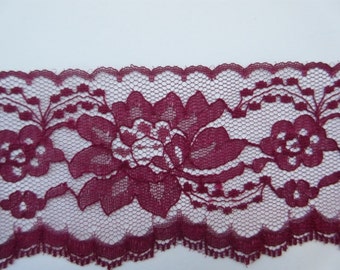 Burgundy Lace Trim Ribbon 3" inch wide Red Floral Lace Flower Design Baby Shower Sewing DIY Wedding Cards Bridal Gift Wrap WL44