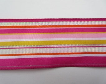 Pink Stripe Ribbon 20% DISCOUNT Gold Metallic Stripe Ribbon Spring Ribbon Multicolor Wired 1 1/2" inch wide Wreath Ribbon Bows  lv011