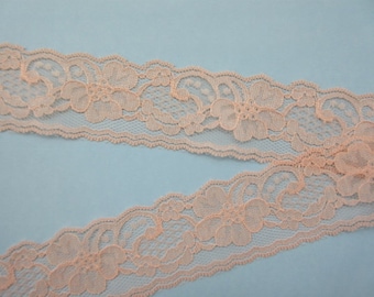 Peach Lace 20% DISCOUNT Trim Ribbon 2" inch wide DIY Wedding Lace Invitations Bridal Floral Lace Sewing Trim Gift Basket Wreath wl079