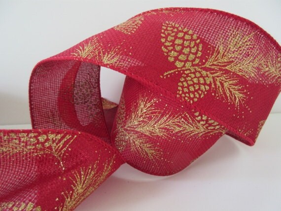 per metre Luxury 2.5" christmas ribbon rustic gold glittered pine cone crafts per metre Luxury 2.5" christmas ribbon rustic gold glittered pine cone crafts