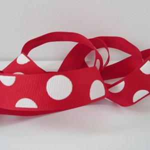 Red Polka Dot Ribbon Grosgrain Ribbon 7/8&quot; inch wide Wreath Ribbon Gift Basket Bow Card Decoration Gift Wrap Party Decor Scrapbook lv006