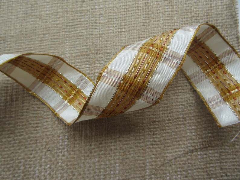 Striped Brown Tan Beige Ribbon Fall Wired Ribbon 1 1/2 - Etsy