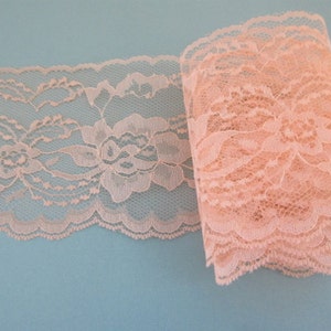 Peach Lace Trim Ribbon 4 inch wide DIY Wedding Lace Invitations Floral Lace Sewing Bridal Gift Wrap Gift Basket Wreath wl078 image 1