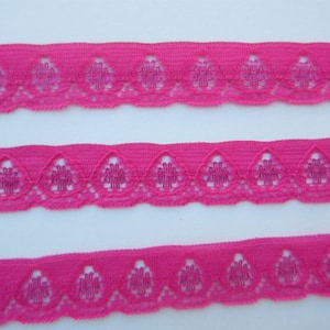 Pink Lace Trim Ribbon Hot Pink Lace 5/8&quot; inch wide Scrapbook Card Decoration Baby Shower Sewing Trim Wedding Bridal Gift Wrap Basket  WL011