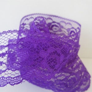 Purple Lace Trim Ribbon 1 inch wide Floral Lace Flower Sewing Trim Scrapbook Card Decoration Wedding Lace Gift Wrap Gift Basket WL013 image 1