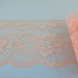 Peach Lace Trim Ribbon 4 inch wide DIY Wedding Lace Invitations Floral Lace Sewing Bridal Gift Wrap Gift Basket Wreath wl078 image 4