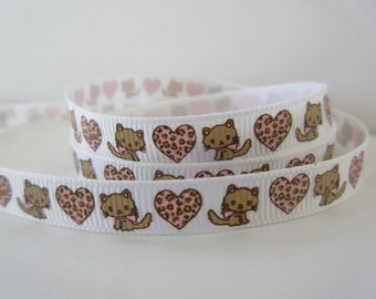 Cat Grosgrain Ribbon 3/8" inch wide Kitten Cat Collar Birthday Party Sewing Pacifier Clip Girl Hair Bow Hairbow Headband Scrapbook  GJ009