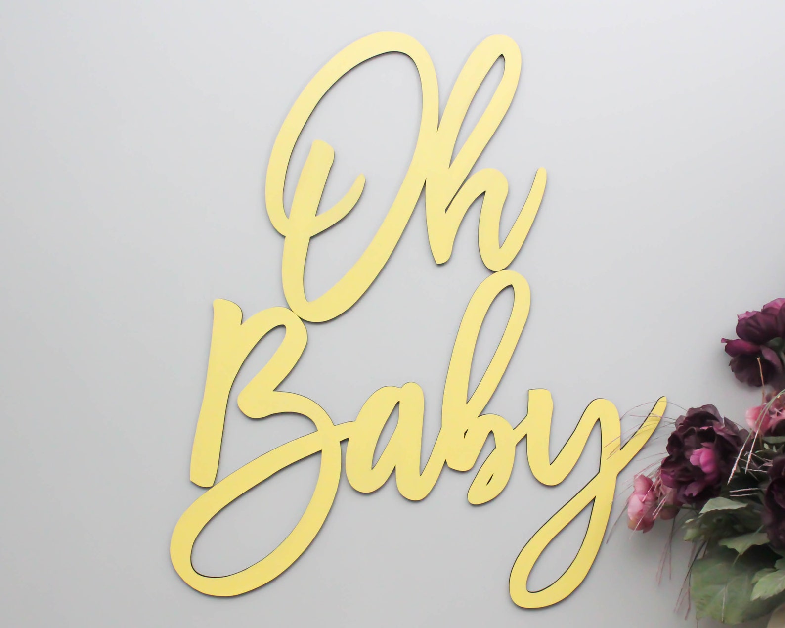 Oh Baby Wood Sign Oh Baby Wooden Cutout Oh Baby Shower Etsy