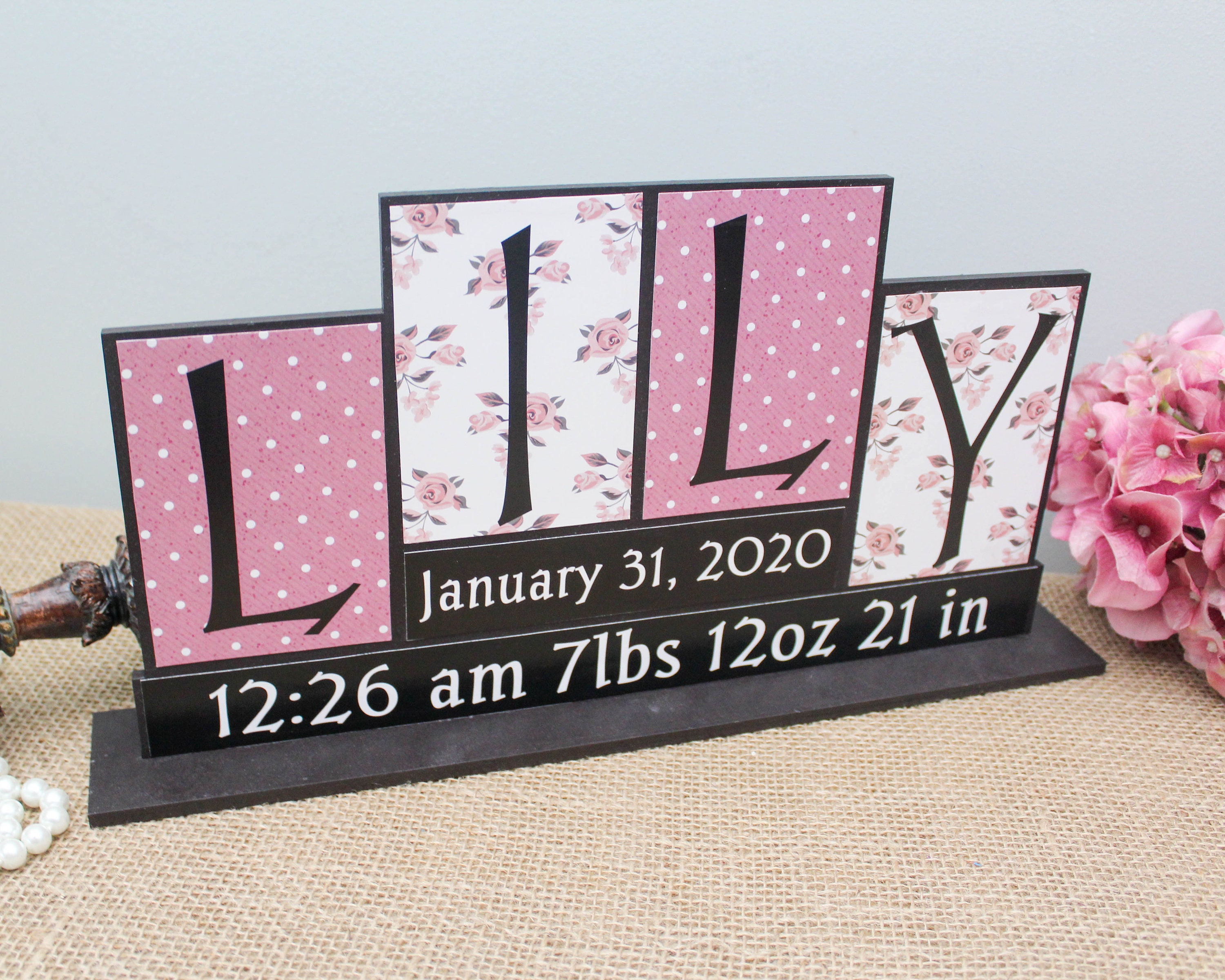 Personalized Baby Name Wood Sign Baby Birth Stats Keepsake Etsy