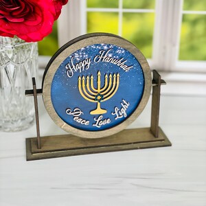 Letrero de menorá intercambiable para Hanukkah: decoración judía para el hogar