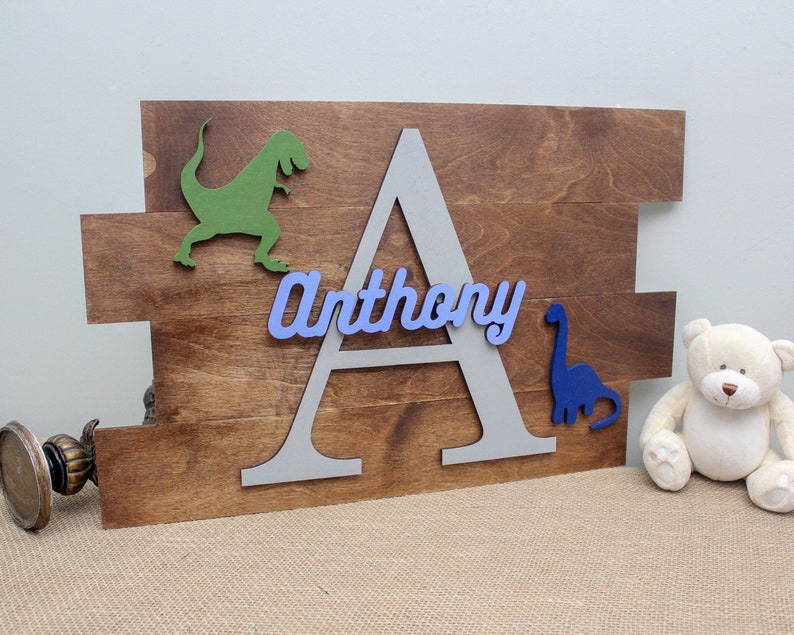Dinosaur Decor Dinosaur Wall Art Kids Name Sign Dinosaur Etsy