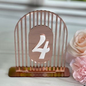 Midcentury Arch Table Number, Arch Shape Acrylic Table Sign, Modern Wedding Tablescape, Wedding Table Decor, Wedding Table Numbers