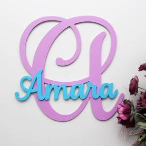 Custom Wood Monogram Nursery Name Sign: Large Wooden Letter