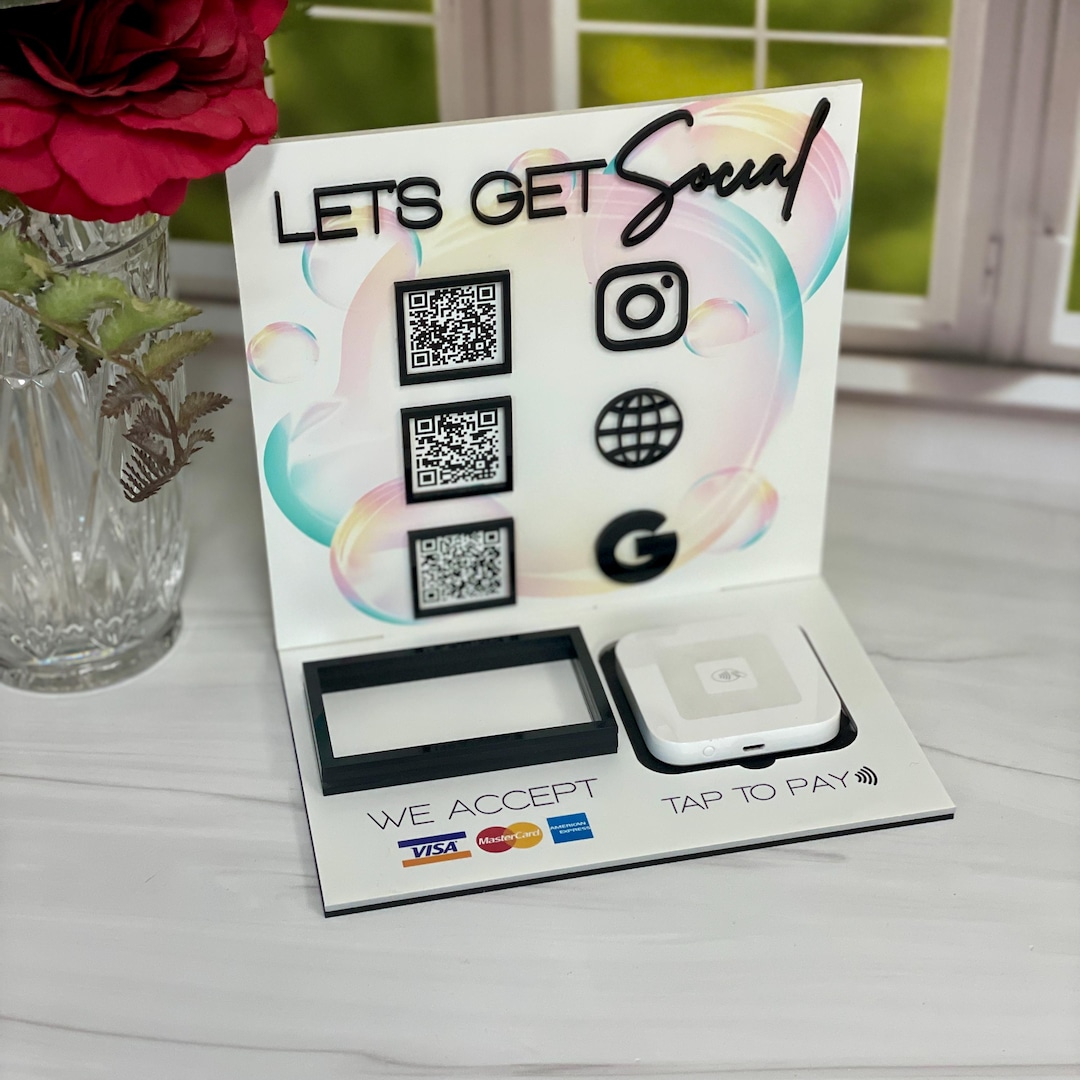 Social Media QR Code Acrylic Sign, Trade Show NFC Display, Multi QR ...