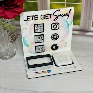 Social Media QR Code Acrylic Sign, Trade Show NFC Display, Multi QR Code Business Website Instagram Facebook Social Media Sign