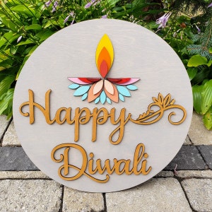 Happy Diwali Sign, Diwali Decoration, Indian Home Decor, Desi Home Decor, Diwali Gifts, Diwali Decor, Diwali Diya Decor, Wooden Cut Out Sign