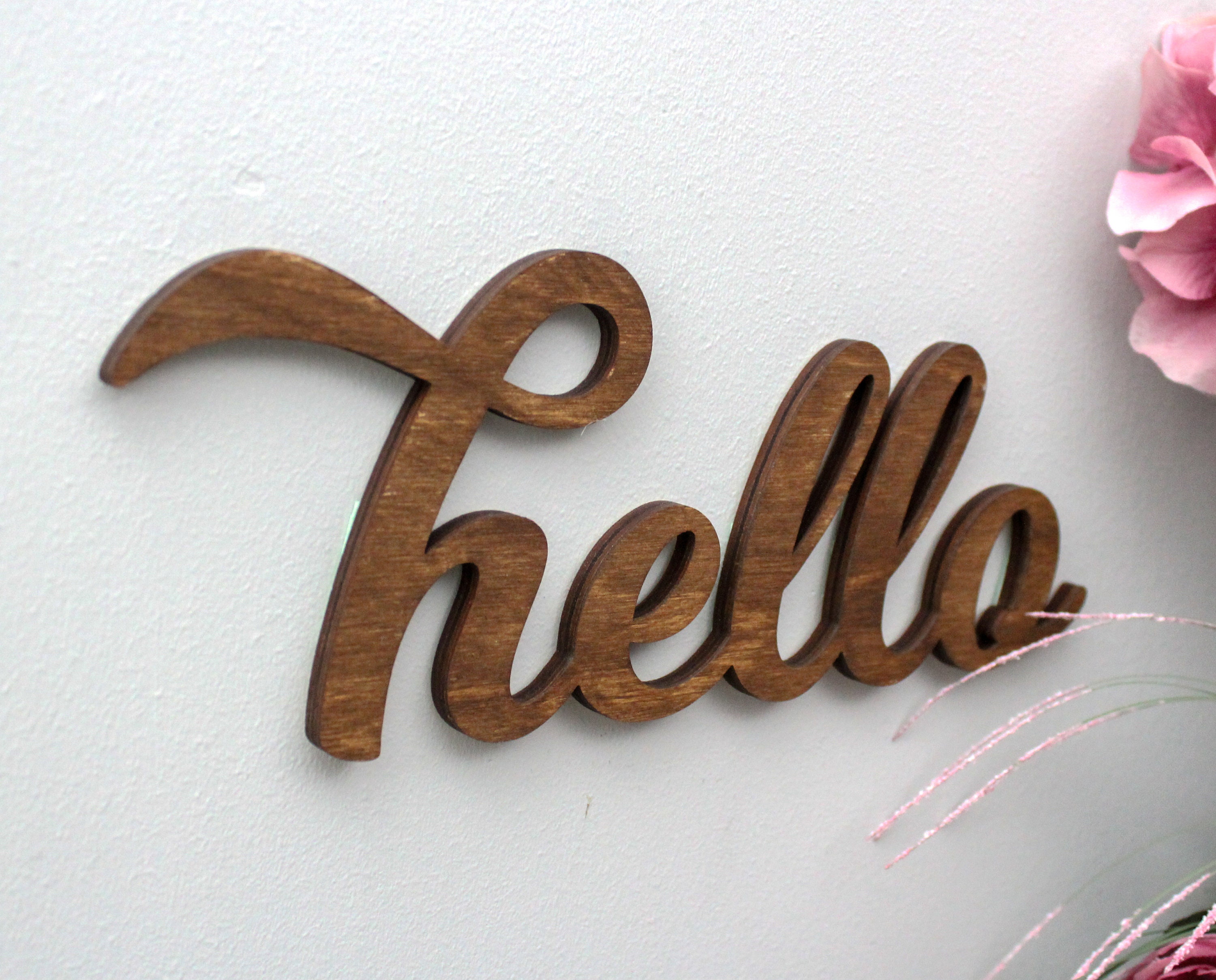 Hello Sign Wood Sign Art Hello Script Wood Decor Laser Cut | Etsy