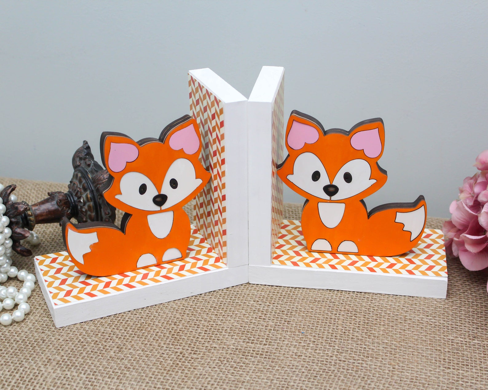 Baby Fox Bookends Baby Shower Gift Woodland Nursery Decor Etsy