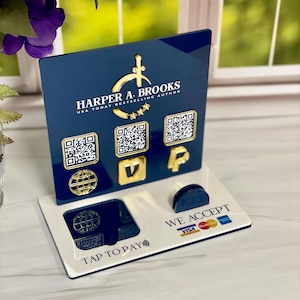 Square Reader Stand, Social QR Code Marketing Sign, Tap To Pay Sign, Freestanding Acrylic Business Sign, Contactless Payment Sign