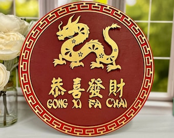 Chinese Dragon Lunar New Year 2024 Decoration, Chinese Zodiac Animals, Asian Spring Festival, Seasonal Decor for Office
