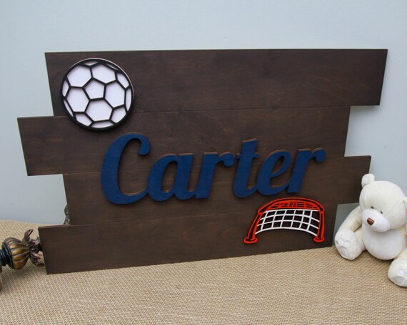 Soccer Nursery Decor Football Bedroom Decor Sports Theme Wall Art Kids Name Sign Wood Pallet Sign Sports Nursery Decor Soccer Player