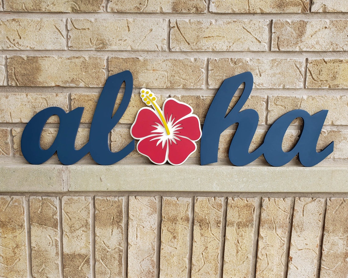 Aloha Welcome Wood Sign Hawaiian Aloha Sign Hawaiian Room | Etsy