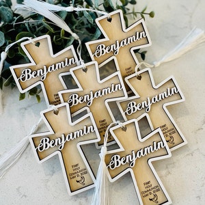 Bomboniere de communion personnalisée, croix de première communion avec nom et date, cadeau religieux pour elle, idée cadeau catholique