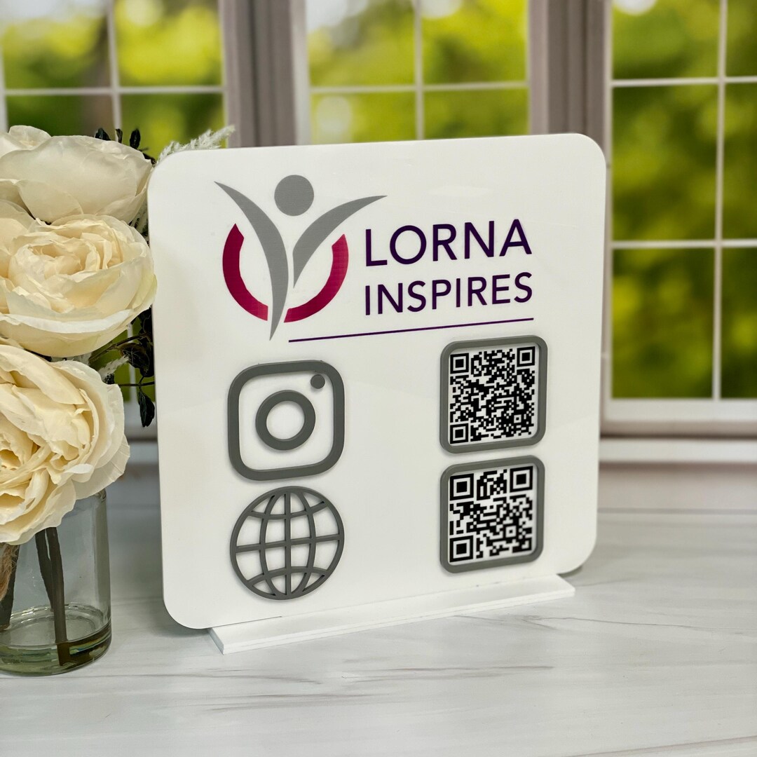 Social Media QR Code Acrylic Sign, Trade Show NFC Display, Multi QR ...
