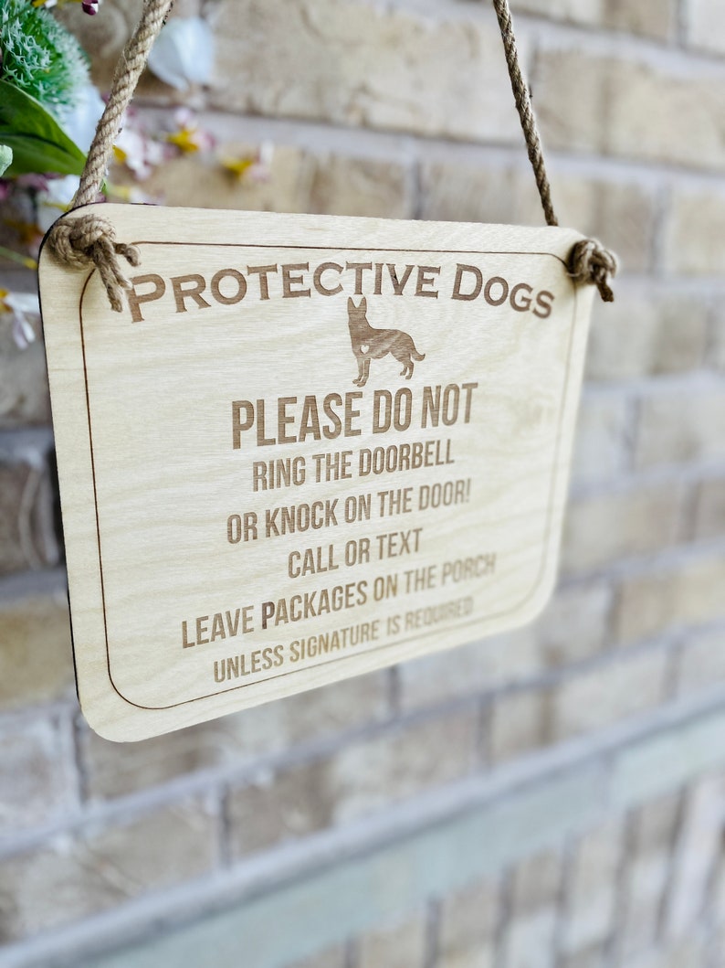 Protective Dogs Don't Ring the Bell Sign Do Not Knock Etsy Canada