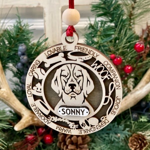 Personalized 3D Laser Cut Dog Breed Christmas Ornament