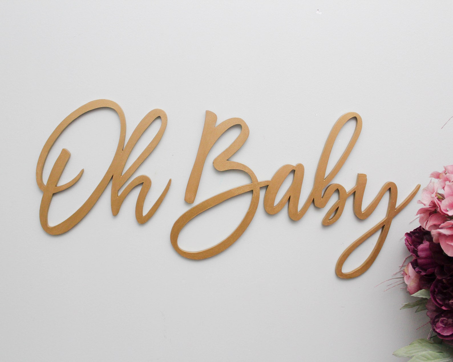Oh Baby Wood Sign Oh Baby Wooden Cutout Oh Baby Shower Etsy