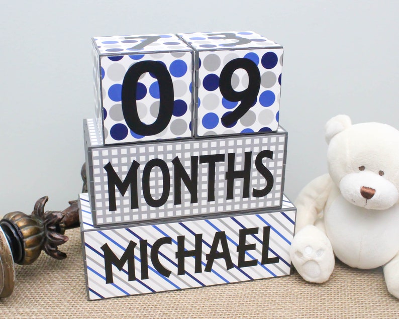 Baby Monthly Milestone Blocks Baby Age Blocks Personalised Etsy