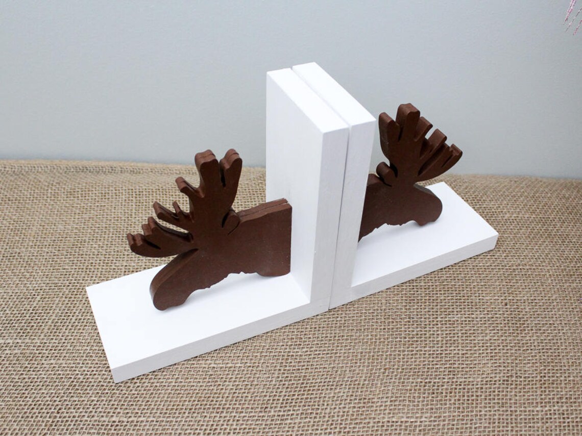 Woodland Nursery Decor Moose Head Bookends Rustic Nursery Etsy