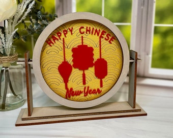 Chinese Lunar New Year Decor, Dragon Lunar New Year Gift, Tabletop Interchangeable Sign, Chinese New Year Gift, Seasonal Decor for Office