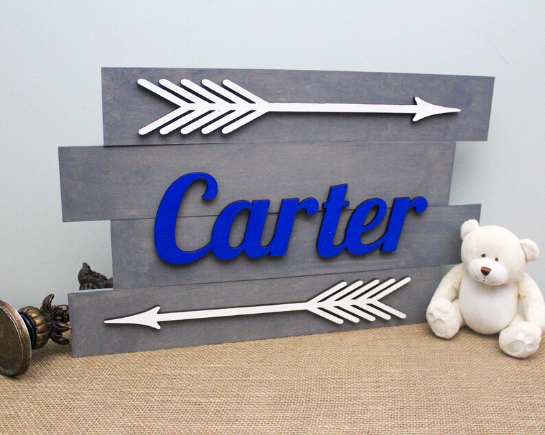 Rustic Arrow Wood Pallet Nursery Name Sign Arrow Wall Decor Etsy