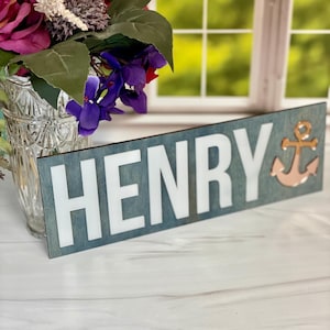 Anchor Name Sign, Boys Nautical Nursery Decor, Nautical Boys Room Decor, Kids Name Plaque, Baby Shower Gift, Birthday Gift