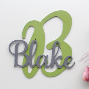 Personalized Wooden Name Sign: Nursery Initial, Kids Room Decor